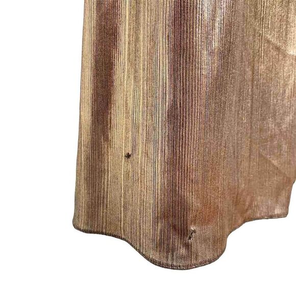 Retrofete Yesi Dress Bronze Gold Metallic Wrap Bodice Gown High Slit Women’s ~ S - Picture 6 of 15